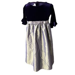 VTG 90s y2k Jinelle purple velvet dress green mermaid girls size 7 medium formal